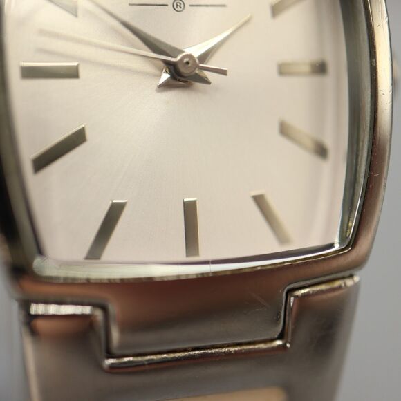 Mossimo Silver Tone Square Barrel Watch Yellow Leather Strap w New Battery - Picture 5 of 13